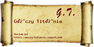 Géczy Titánia névjegykártya